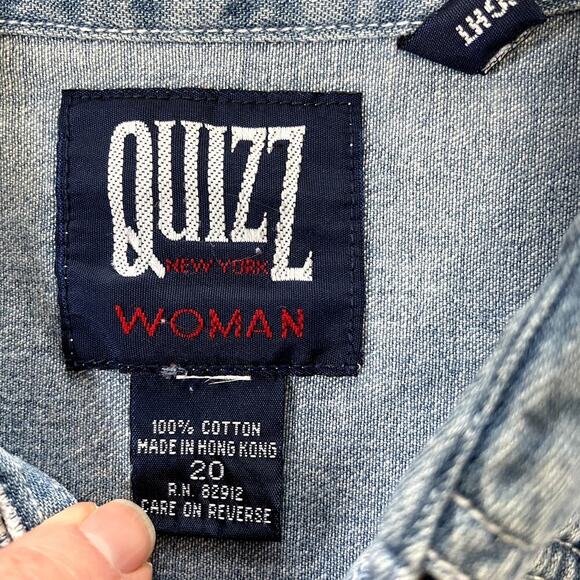 QUIZZ NEW YORK  Womens Sz 20 Y2K Denim Embroidered Animal Button Up Novelty - Picture 3 of 6